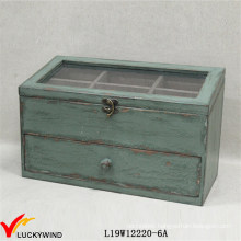 Distressed Green Shabby Chic Jewellery Box with Compartments